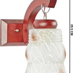 1ST TIME Brown & Multicoloured Printed Wood Contemporary Abstract Shaped Shaped Wall Lamp image 3