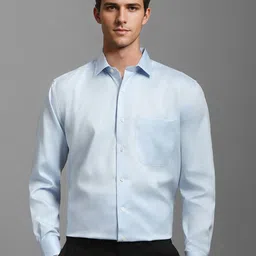 Luxure by Louis Philippe Men Classic Spread Collar Vertical Striped Cotton Formal Shirt-image-50