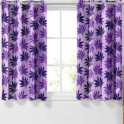 Aura Purple & Violet Set of 2 Floral Window Curtain image 4