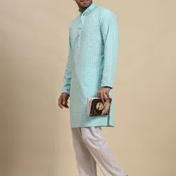 Pro-Ethic STYLE DEVELOPER Men Floral Embroidered Sequinned Jacquard Kurta image 2