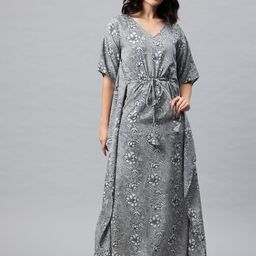 Cottinfab Floral Print Kimono Sleeve Crepe Kaftan Maxi Dress-picture-18