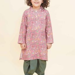 Sethukrishna Boys Floral Printed Mandarin Collar Kurta With Dhoti Pants-picture-32