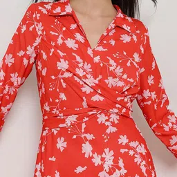 FableStreet Floral Print Crepe Fit & Flare Midi Dress image 2