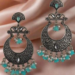 Anouk Silver-Plated Alloy Artificial Stones and Beads Chandbalis-picture-20