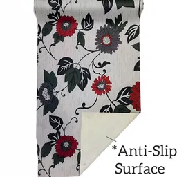 Aura White & Red Floral Printed Water Resistant Shelf Liner Organiser image 3