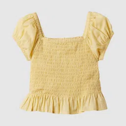 GAP Girls Cotton Smocked Short Sleeves Fitted Top-picture-43