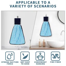 Kuber Industries 2-Pcs Grey & Blue Zig Zag Washbasin Hanging Kitchen Towel With Ties image 3