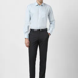 Van Heusen Geometric Textured Long Sleeves Opaque Regular Fit Formal Pure Cotton Shirt image 2