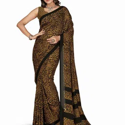 Moda Rapido Abstract Print Poly Georgette Saree-image-1