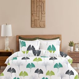 HOMEMONDE Blue & Green Printed Cotton Double Duvet Cover-picture-2