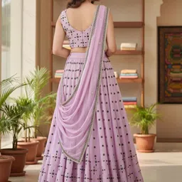 Jomso Embroidered Thread Work Semi-Stitched Lehenga & Blouse With Dupatta image 3