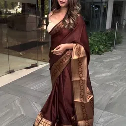 Vidula Fashion Printed Woven Design Zari Saree With Blouse Piece image 3