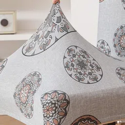 house of quirk MULTITEX Set Of 6 Grey & Black Printed Chair Covers image 2