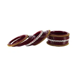 Vidhya Kangan Set Of 22 Gold-Plated Stone Studded Acrylic Brass Bangles-picture-15