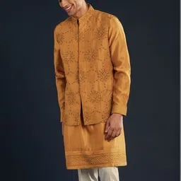 KALKI Fashion Men Regular Thread Work Kurta with Trousers image 3