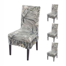 HOKIPO Set Of 4 Grey Printed Chair Covers-picture-10