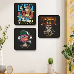 SAF Black & Pink 3 Piece Wood Abstract Wall Art-picture-41