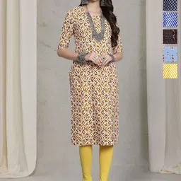 7Threads Selection Of 6 Ethnic Motifs Printed Round Neck Straight Kurta-picture-28
