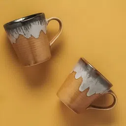 AMALAFIEE CERAMICS Yellow & White 2 Pieces Ceramic Dishwasher & Microwave Safe Mugs 350ml-image-72