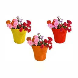 appeasy Red & Yellow 3-Pcs Textured Metal Planters image 3