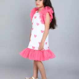 Pink Chick Print Flutter Sleeve A-Line Dress image 3