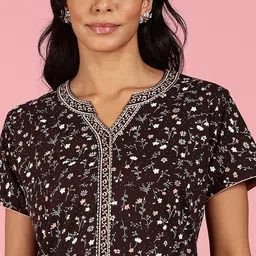 9shines Label Floral Printed Notch Neck Short Sleeves Maxi Nightdress image 2