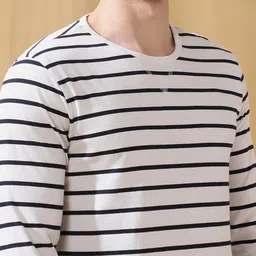 Dennis Lingo Men Striped Round Neck Cotton T-shirt image 4
