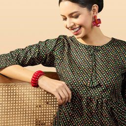 Anouk Rustic Bandhani Printed Pleated Kurti-picture-40