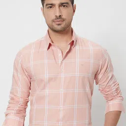 Mufti Men Spread Collar Windowpane Checked Cotton Slim Fit Casual Shirt-image-41