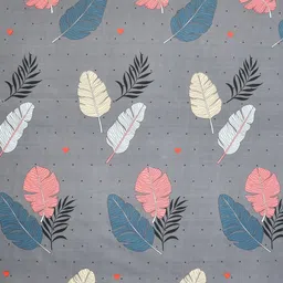 ohello Grey Melange And Orange Floral Printed 210 TC King Bedsheet Set- 1.98m x 1.82m image 5