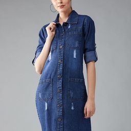 DOLCE CRUDO Women Longline Denim Jacket with Patchwork-picture-32
