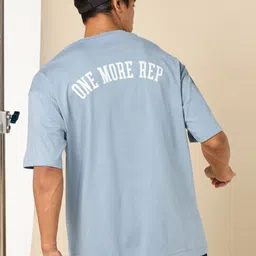 CULT Printed Drop-Shoulder Sleeves Bio Finish One More Rep Back Oversized Cotton T-shirt-picture-29