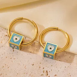 Kalin Couture Women Geometric Gold-Plated Hoop Earrings-image-30