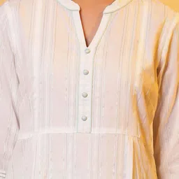 AURELIA Striped Mandarin Collar Straight Kurta With Palazzos image 2