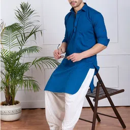 RAJUBHAI HARGOVINDAS Woven Design Shirt Collar Cotton Pathani Kurta image 4