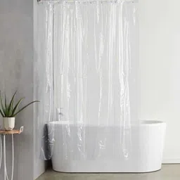 ambbi collections Transparent PVC Solid 7ft Sheer Eyelet Shower Curtain image 1