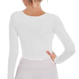 puery Casual Regular Sleeves Solid Women White Top image 2
