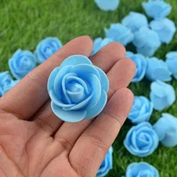 ankit traders Artificial Foam Blue Rose Flowers for Decoration | Art and Craft Work Blue Rose Artificial Flower image 2