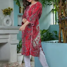 rl fashionn Women Printed Viscose Rayon Straight Kurta image 5