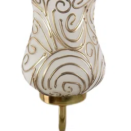 Devansh White & Gold Toned Textured Mosiac Glass Wall Lamp image 3