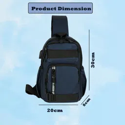 storite Blue Men & Women Shoulder Bag Multi-Function Anti-Theft Crossbody Bag with USB Charging image 2