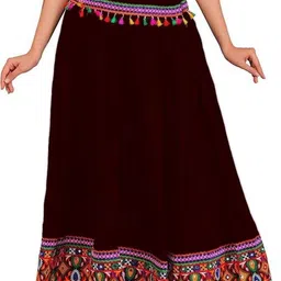 vikalps Women Embroidered Flared Maroon, Multicolor Skirt-picture-13