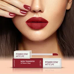 FORFOR Set of 2 Power Stay Matte Lips Non-Transfer 12 Hours Stay Velvet Matte Liquid Lipstick 4 ml Each- Mauve Matte 23-Peppy Red 22 image 2