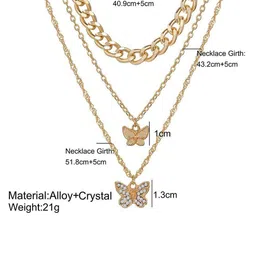 DESTINY JEWELS Gold Plated Crystal Studded Butterfly Layered Necklace image 2