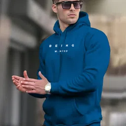 being wanted Men Full Sleeve Printed Hooded Sweatshirt image 3