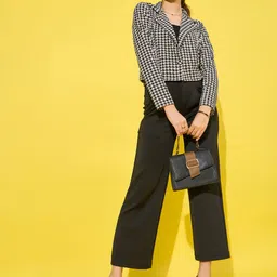 dimpy garments Women Houndstooth Single Breasted Casual Blazer image 4