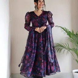 houseofcommon Printed Georgette Stitched Anarkali Gown-picture-23