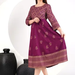 Niona Printed A-Line Midi Ethnic Dress image 4