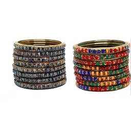 THE BLAZZE Multi Glass Artificial Stones & Beads Bangle-image-36