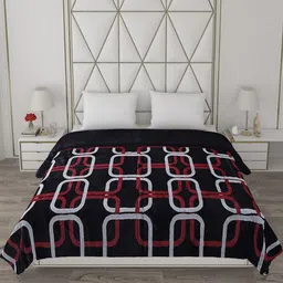 Monte Carlo Black & Maroon Printed 850 GSM Heavy Winter Double Bed Blanket-image-30